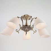 Люстра на штанге Eurosvet Ar1ele 22010/5 античная бронза цвет плафона/подвески Белый, цвет арматуры Бронза-1