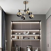 Люстра на штанге Arte Milano Neapolis-71307 271307/4 BK/GD цвет плафона/подвески Латунь, Черный, цвет арматуры Латунь, Черный-1