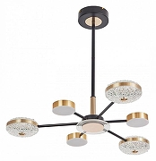 Люстра на штанге Arte Milano Ferrara-72069 272069/6 BK/GD цвет плафона/подвески Белый, Золото, Прозрачный, цвет арматуры Золото, Черный