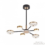 Люстра на штанге Arte Milano Ferrara-72069 272069/6 BK/GD цвет плафона/подвески Белый, Золото, Прозрачный, цвет арматуры Золото, Черный-2