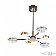 Люстра на штанге Arte Milano Ferrara-72069 272069/6 BK/GD цвет плафона/подвески Белый, Золото, Прозрачный, цвет арматуры Золото, Черный-3