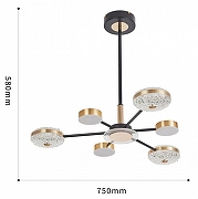 Люстра на штанге Arte Milano Ferrara-72069 272069/6 BK/GD цвет плафона/подвески Белый, Золото, Прозрачный, цвет арматуры Золото, Черный-8