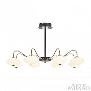 Люстра на штанге Arte Milano Neapolis-73908 273908/8 BK/GD цвет плафона/подвески Белый, цвет арматуры Золото, Черный-1