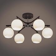 Люстра на штанге Eurosvet Blasco 30145/6 хром/венге цвет плафона/подвески Белый, цвет арматуры Коричневый, Хром-1