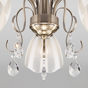 Люстра на штанге Eurosvet Floranse 30155/5 античная бронза цвет плафона/подвески Белый, Прозрачный, цвет арматуры Бронза, Прозрачный-2