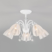 Люстра на штанге Eurosvet Floranse 30155/5 белый цвет плафона/подвески Белый, Прозрачный, цвет арматуры Белый