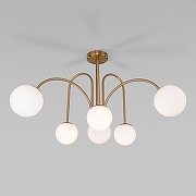 Люстра на штанге Eurosvet Al1x 30177/6 латунь цвет плафона/подвески Белый, цвет арматуры Латунь-1