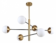 Люстра на штанге F-promo Tufan 3087-6P цвет плафона/подвески Белый, цвет арматуры Латунь, Черный