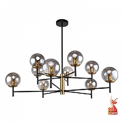 Люстра на штанге F-promo Sheeny 3088-10P цвет плафона/подвески Светло-серый, цвет арматуры Латунь, Черный