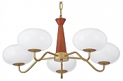 Люстра Arte Milano AM-Napoli 310166/D680/5 BS/WD цвет плафона/подвески Белый, цвет арматуры Коричневый, Золото