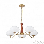 Люстра Arte Milano AM-Napoli 310166/D680/5 BS/WD цвет плафона/подвески Белый, цвет арматуры Коричневый, Золото-2
