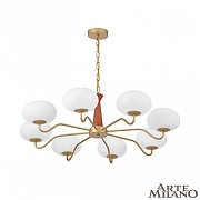 Люстра Arte Milano AM-Napoli 310166/D900/8 BS/WD цвет плафона/подвески Белый, цвет арматуры Коричневый, Золото-1