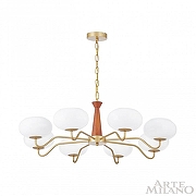 Люстра Arte Milano AM-Napoli 310166/D900/8 BS/WD цвет плафона/подвески Белый, цвет арматуры Коричневый, Золото-4