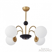Люстра на штанге Arte Milano AM-Napoli 312066/D700/4 BS/BK цвет плафона/подвески Белый, цвет арматуры Латунь, Черный-2