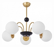 Люстра на штанге Arte Milano AM-Napoli 312066/D700/5 BS/BK цвет плафона/подвески Белый, цвет арматуры Латунь, Черный