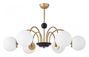 Люстра на штанге Arte Milano AM-Napoli 312066/D850/6 BS/BK цвет плафона/подвески Белый, цвет арматуры Латунь, Черный