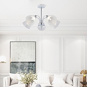 Люстра на штанге Arte Milano Napoli-326008 326008/5 WH+CR цвет плафона/подвески Белый, цвет арматуры Белый, Хром-7