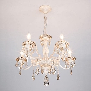 Люстра Eurosvet Elisha 3281/5 белый с золотом/тонированный хрусталь Strotskis цвет белый с золотой патиной-2