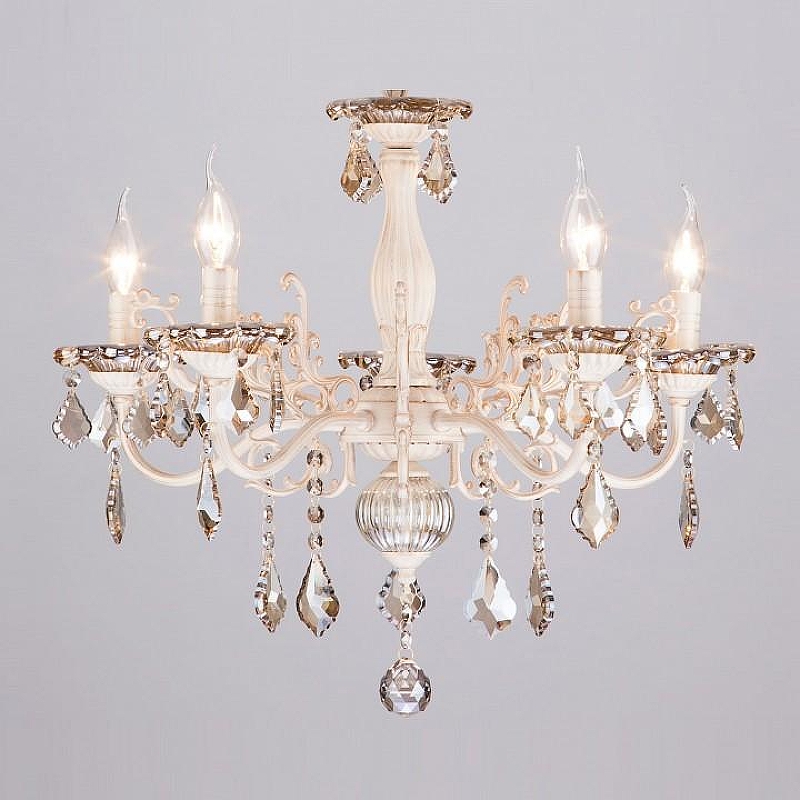 Люстра Eurosvet Elisha 3281/5 белый с золотом/тонированный хрусталь Strotskis 