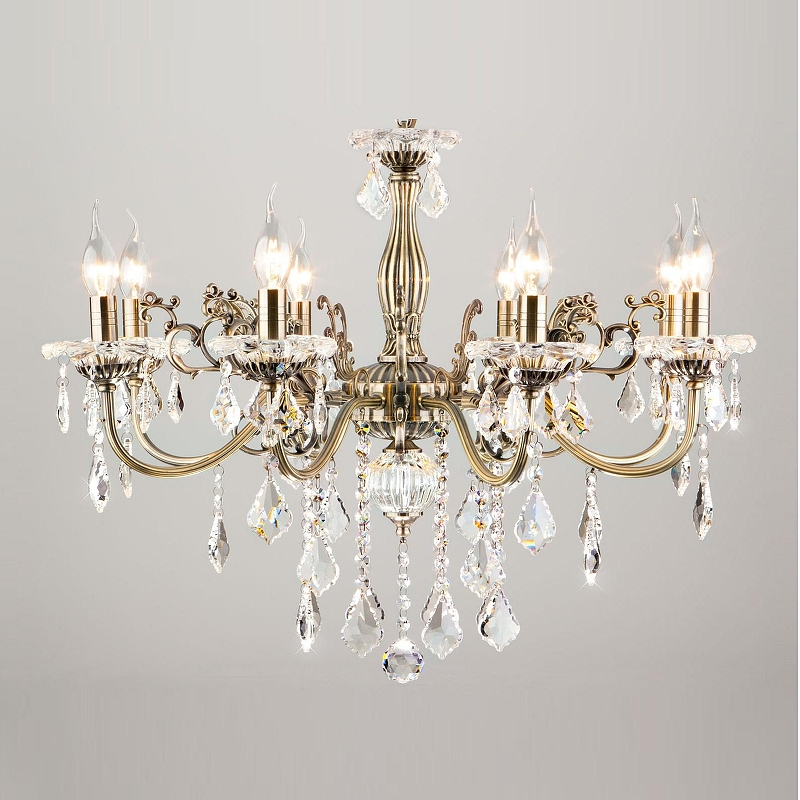 Люстра Eurosvet Elisha 3281/8 античная бронза/прозрачный хрусталь Strotskis 