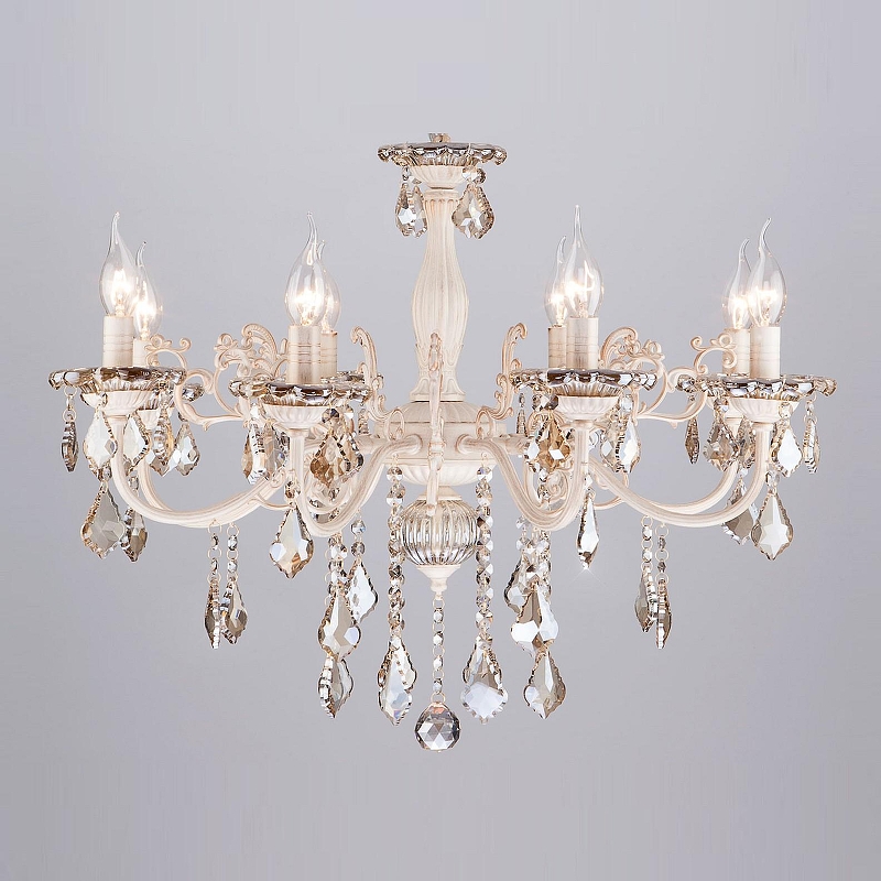 Люстра Eurosvet Elisha 3281/8 белый с золотом/тонированный хрусталь Strotskis 