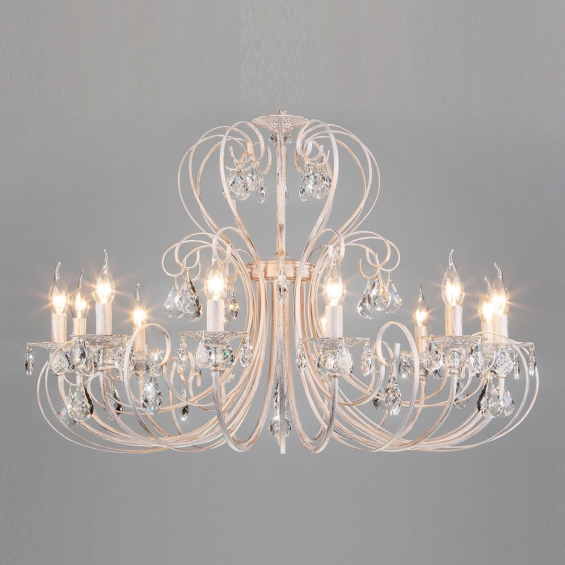 Люстра Eurosvet Alda 3305/12 белый с золотом/прозрачный хрусталь Strotskis 