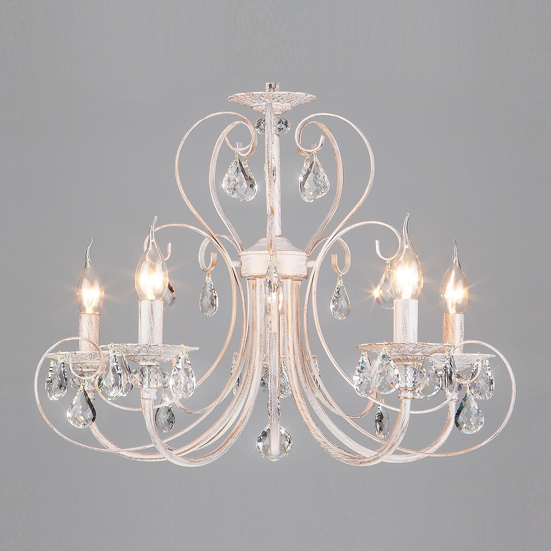 Люстра Eurosvet Alda 3305/5 белый с золотом/прозрачный хрусталь Strotskis 