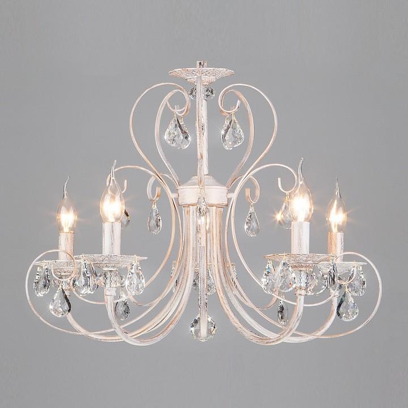 Люстра Eurosvet Alda 3305/5 белый с золотом/прозрачный хрусталь Strotskis 