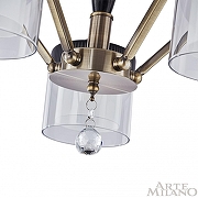 Люстра на штанге Arte Milano Napoli-2646 332646/5 AB+BK цвет плафона/подвески Белый, Прозрачный, цвет арматуры Бронза, Черный-3