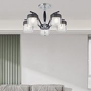 Люстра на штанге Arte Milano Napoli-2646 332646/5 CR+BK цвет плафона/подвески Белый, Прозрачный, цвет арматуры Хром, Черный-7