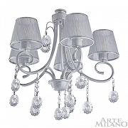 Люстра на штанге Arte Milano Amalfi-7146 337146/5 WT+SL цвет плафона/подвески Прозрачный, Серебро, цвет арматуры Белый, Серебро-2