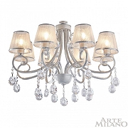 Люстра на штанге Arte Milano Amalfi-7146 337146/8 WT+SL цвет плафона/подвески Прозрачный, Серебро, цвет арматуры Белый, Серебро-1