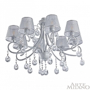 Люстра на штанге Arte Milano Amalfi-7146 337146/8 WT+SL цвет плафона/подвески Прозрачный, Серебро, цвет арматуры Белый, Серебро-2