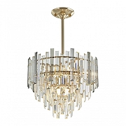Люстра на штанге Arte Milano Sorrento-4409 374409/6/300/400 GD цвет плафона/подвески Светло-серый, Прозрачный, цвет арматуры Золото-1