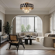 Люстра на штанге Arte Milano Sorrento-5009 375009/3+2/20/380 GD цвет плафона/подвески Прозрачный, Хром, цвет арматуры Золото