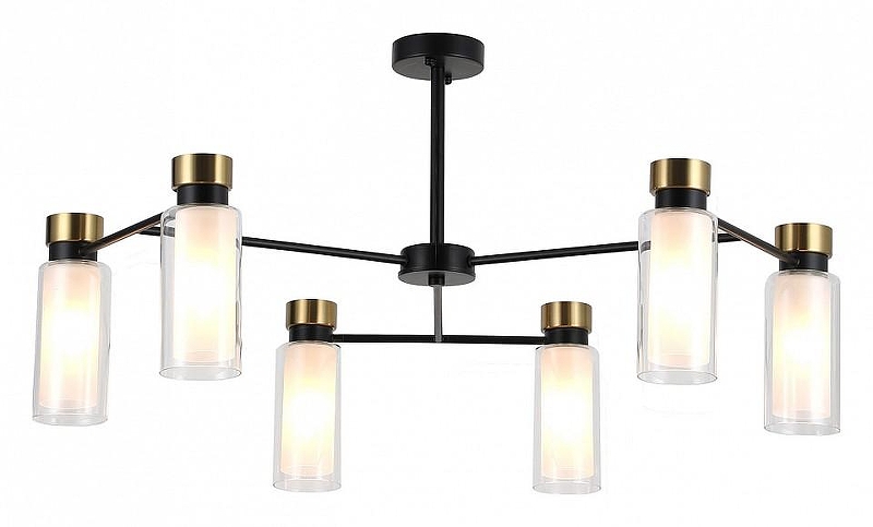 Люстра на штанге Favourite Slank 4482-6P цвет латунь, черный