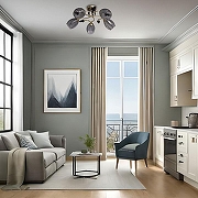 Люстра на штанге De City Клэр 4 463012505 цвет плафона/подвески Серый, цвет арматуры Золото-9