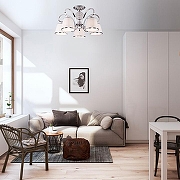 Люстра Eurosvet Tessa 60088/5 хром цвет плафона/подвески Белый, Прозрачный, цвет арматуры Хром-6