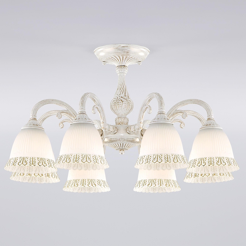 Люстра на штанге Eurosvet Campina 60107/8 белый с золотом 