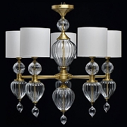 Люстра Chiaro Оделия 1 619011305 цвет плафона/подвески Белый, цвет арматуры Латунь, Прозрачный-1