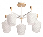 Люстра на штанге De City Дэла 6 635015105 цвет плафона/подвески Белый, цвет арматуры Белый, Коричневый