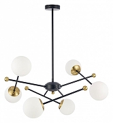 Люстра на штанге Lumion Melody 6581/6 цвет плафона/подвески Белый, цвет арматуры Золото, Черный
