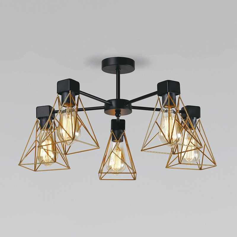 Люстра на штанге Eurosvet Trappola 70107/5 черный/латунь 