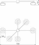 Люстра Eurosvet Opal1ne 70220/6 латунь цвет плафона/подвески Белый, цвет арматуры Латунь-1