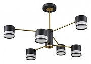 Люстра на штанге Lumion Lanika 8240/6C цвет плафона/подвески Черный, цвет арматуры Латунь, Черный