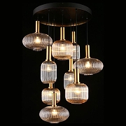 Люстра Aployt Kornelc1a APL.311.03.09 цвет плафона/подвески Светло-серый, Прозрачный, Оранжевый, цвет арматуры Черный-1