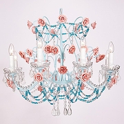 Люстра Lucia Tucci Fiori di Rose Fiori di rose 186.8 цвет плафона/подвески Голубой, Прозрачный, цвет арматуры Голубой, Прозрачный, Розовый