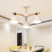 Люстра на штанге Imperiumloft Flan FLAN01 цвет белый, дерево светлое-1