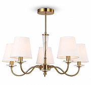 Люстра на штанге Freya Osborn FR2027PL-05BS цвет плафона/подвески Белый, цвет арматуры Латунь, Прозрачный