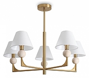 Люстра на штанге Freya Riley FR2043CL-05BS цвет плафона/подвески Белый, цвет арматуры Латунь